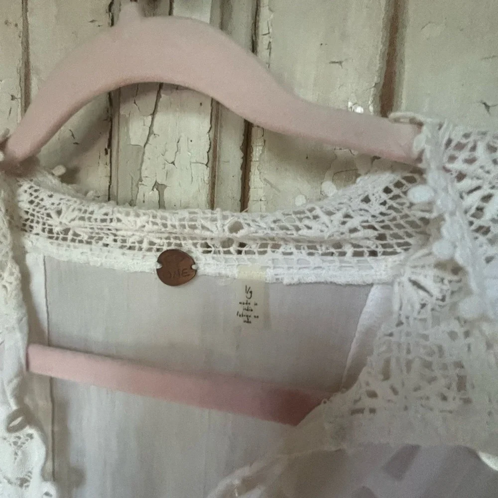 Free People White Lace boho  Dress size large belted waist - Picture 3 of 11